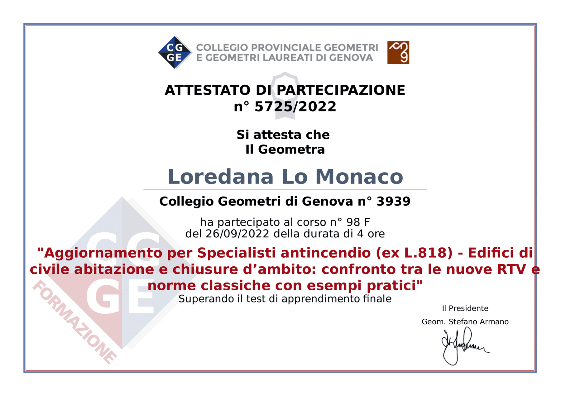 aggiornamento p.i. edifici residenziali - Geometra Loredana Lo Monaco - Genova